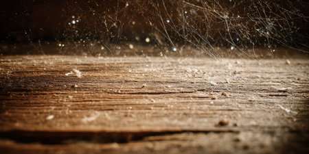 Old wooden background with spider web. Shallow depth of field.の素材