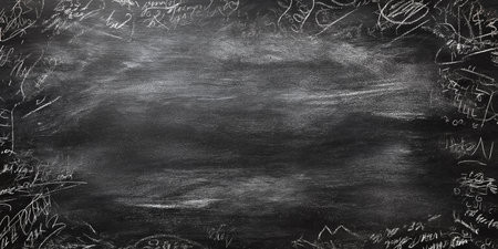 Chalk rubbed out on blackboard background. Chalkboard texture.の素材