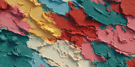 Colorful abstract oil painting on canvas texture. Fragment of artworkの素材