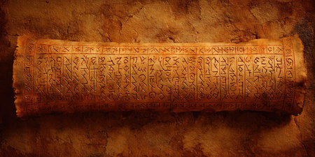 Ancient egyptian hieroglyphs on grunge stone backgroundの素材