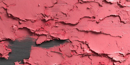 Pink paint on a wooden background. Texture. Close-up.の素材