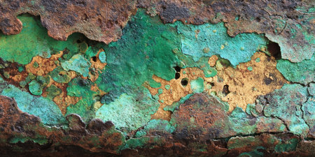 Rusty metal surface with peeling paint. Abstract background for design.の素材