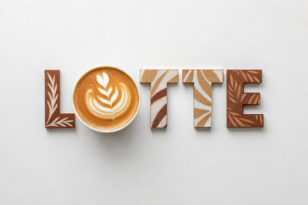 Coffee Latte art with word love on white background.の素材