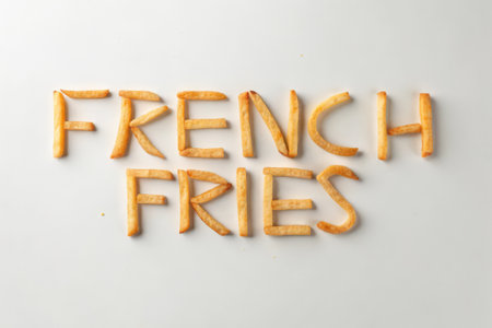 French biscuits with the word French Fries on a white background.の素材