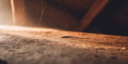 Close-up of a welder working on a wooden surface.の素材