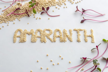 Healthy eating concept with quinoa seeds and sprouts on white backgroundの素材