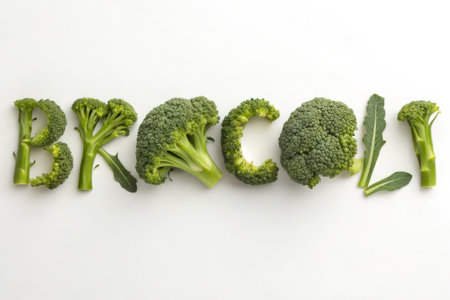 Word BIOCCO made of fresh green broccoli on white backgroundの素材