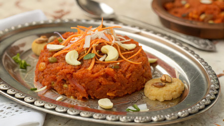 Carrot Halwa or Vegetable Carrot Halwa is a popular Indian dishの素材
