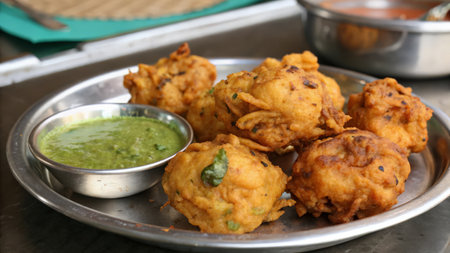 Fried Tandoori with green chutney and chilli sauceの素材