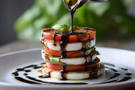 Caprese salad with mozzarella, tomato and basil.の素材