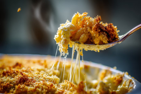 Baked cauliflower with cheese and sour cream, selective focus.の素材