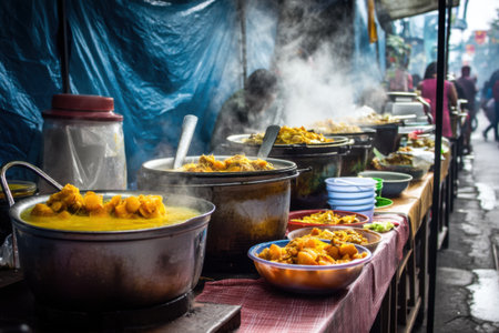 Curry at a street food market in Chiang Mai, Thailandの素材