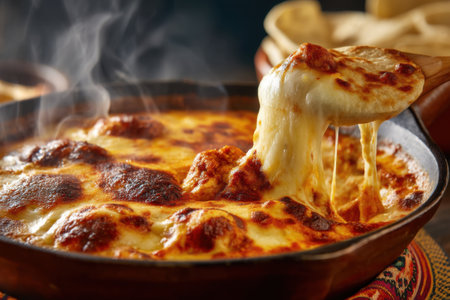 Baked lasagna with mozzarella cheese in a pan.の素材