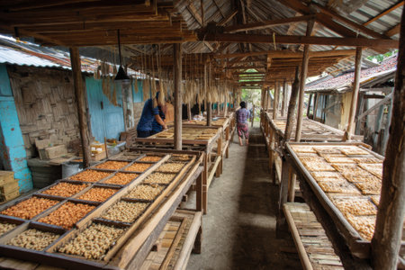 Nuts in the market of a village in the north of Vietnamの素材