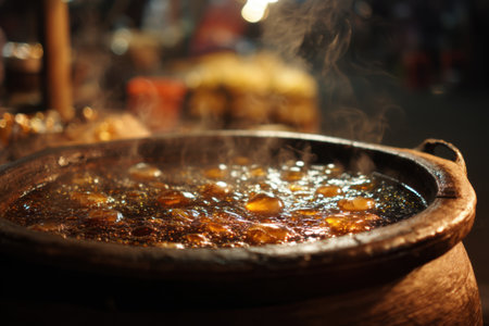 Traditional Chinese style hot pot, close-up shot with shallow depth of fieldの素材