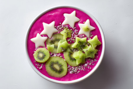 Smoothie bowl with kiwi, chia seeds and sesame seedsの素材