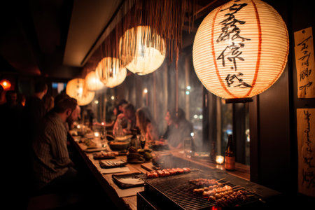 Traditional asian street food at night in Seoul, South Korea.の素材