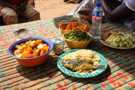 Close up of a typical dish of the African people in Namibiaの素材