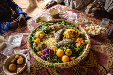 Traditional food in the village of Masai Mara in Kenya, Africaの素材