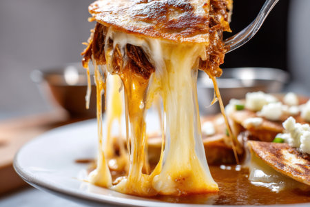 Pancakes with cheese and sour cream on a wooden background.の素材