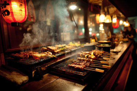 Barbeque at night in the old town of Seoul, South Koreaの素材