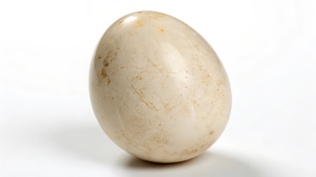 White egg on a white background, close-up, isolate.の素材