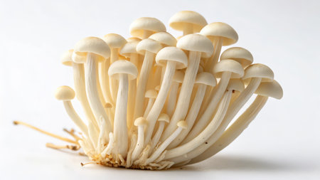 White Shimeji mushrooms on white background. Shimeji mushroomsの素材