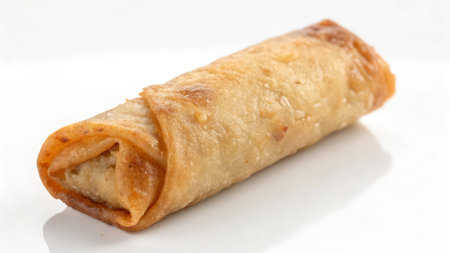 Spring rolls on a white background. Selective focus, shallow depth of field.の素材