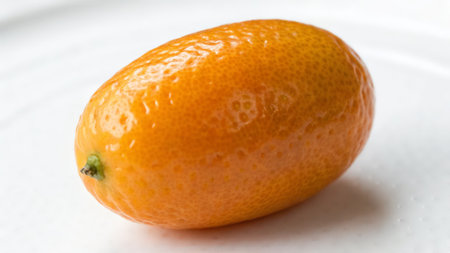 kumquat on a white plate, closeup of photoの素材