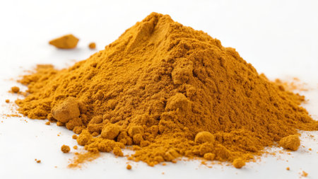 Turmeric powder on white background. Curcuma longa.の素材