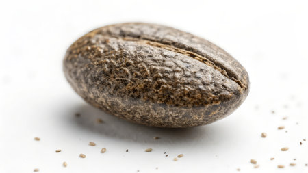 Coffee beans on a white background. Macro. Selective focus.の素材