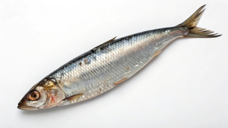 Fresh sardine fish isolated on white background. Close up.の素材