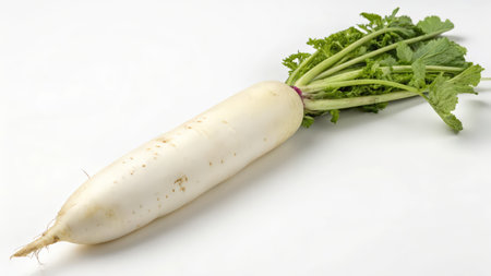 Daikon radish isolated on a white background with clipping pathの素材