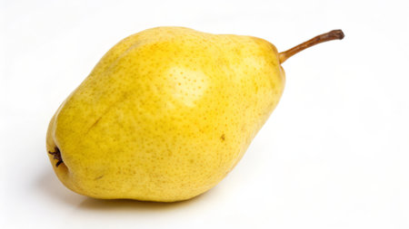 Ripe yellow pear on a white background close-up, isolatedの素材