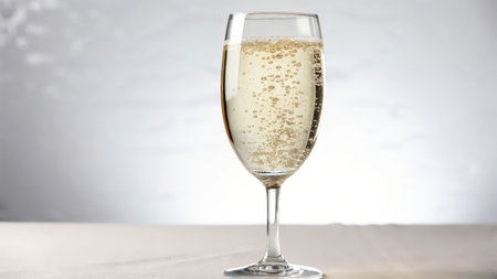 Glass of champagne on light background, closeup. Space for textの素材