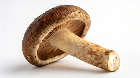 Shiitake mushroom on a white background, close-upの素材