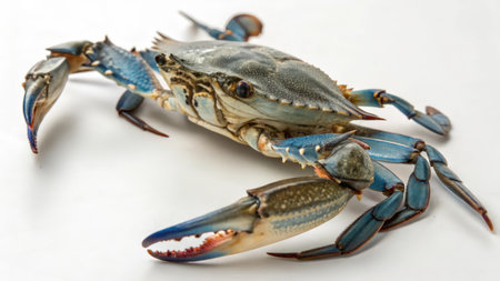 Blue crab isolated on white background. Close up. Seafood.の素材