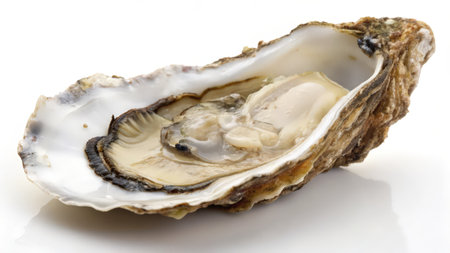 Fresh oyster on a white background. Clipping path included.の素材