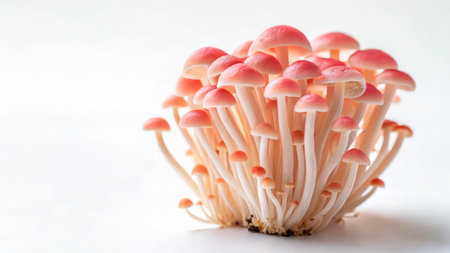 Close-up of pink honey agaric mushroom on white backgroundの素材