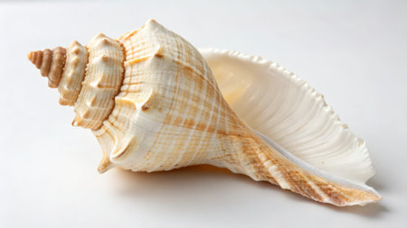 Seashell on a white background. Close-up image.の素材