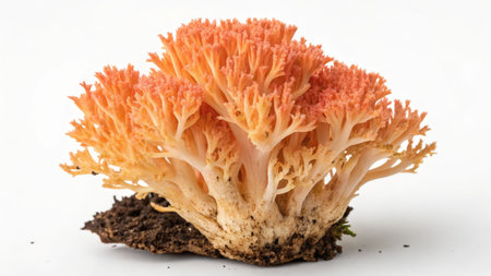 Coral mushroom isolated on white background. Clipping path included.の素材