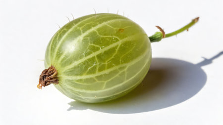 Green gooseberry on a white background, close-up, macroの素材