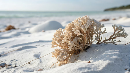White coral on the beach, shallow depth of field. Selective focus.の素材