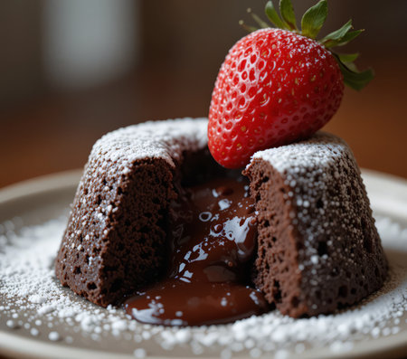 Chocolate cake with strawberry, selective focus, shallow depth of fieldの素材