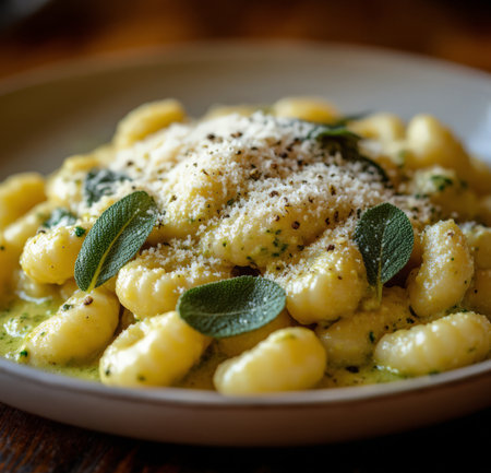 Gnocchi with sage and parmesan cheese, squareの素材