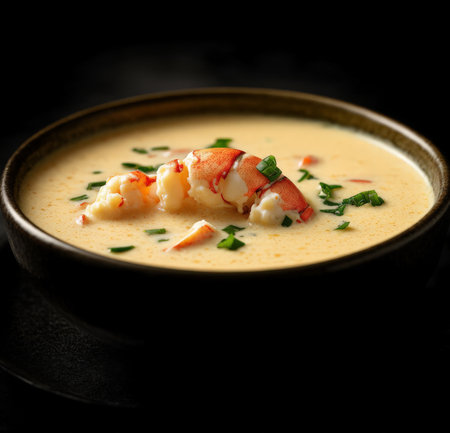 Creamy seafood soup with shrimps and prawnsの素材