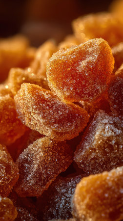 Close-up of brown sugar candied fruit. Selective focus.の素材