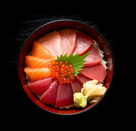 Japanese food Sashimi on black background, japanese foodの素材
