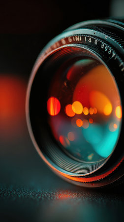 Close up of a camera lens. Shallow depth of field.の素材