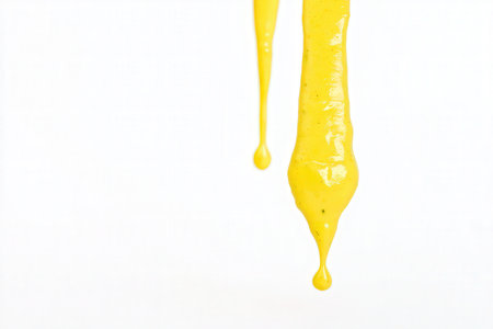Honey dripping on white background. Isolated on white background.の素材